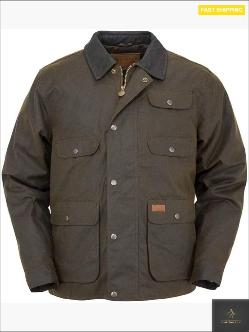 Men's Oilskin Jacket Waterproof Breathable Outdoor Workwear Classic Button